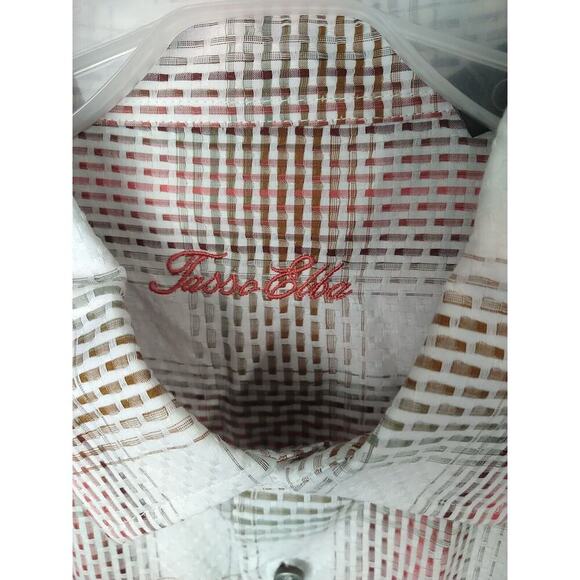 Tasso Elba Men's XL Shirt Plaid Button Collared Long Sleeve Dress Shirt - Picture 5 of 8